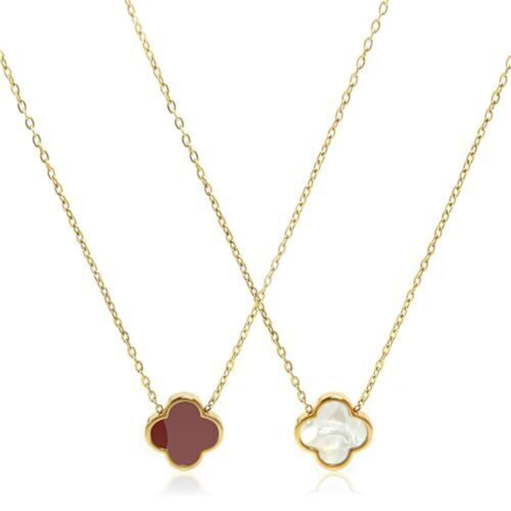 7582 18K Gold Plated Necklaces , Dainty Lucky Four Leaf Clover Gold
